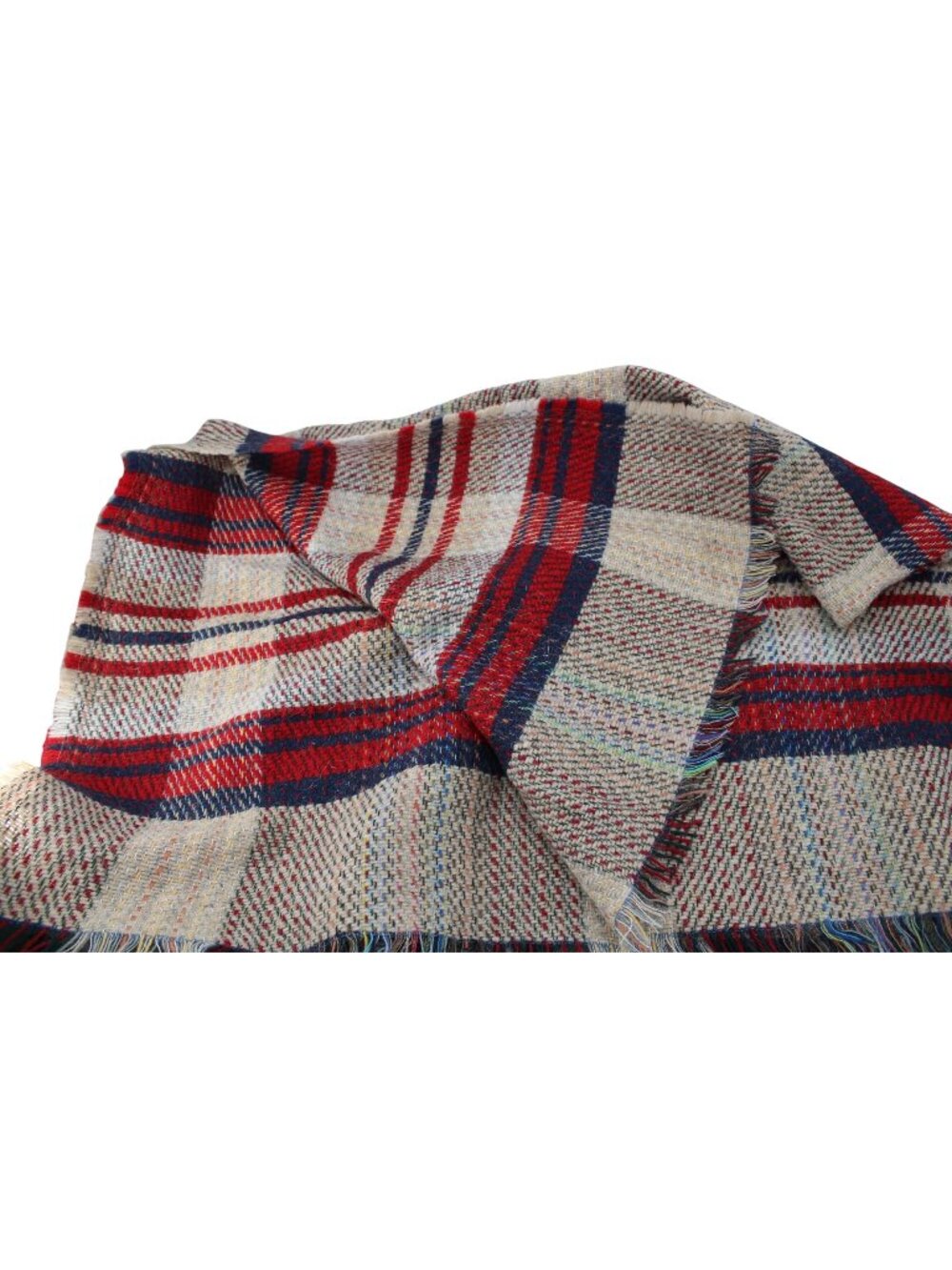 Tweedmill Woven Wool Throw Plaid Red Blue Neutral 94631British 94631